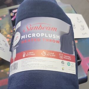 Sunbeam Microplush Heated Throw - Deep Blue